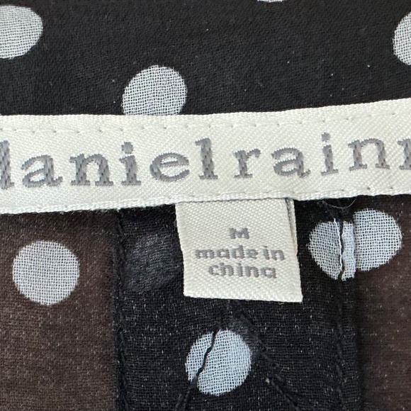 Daniel Rainn M Blouse Sheer Polka Dot Roll Tab Sleeve Pleated Front Romantic - Picture 9 of 9